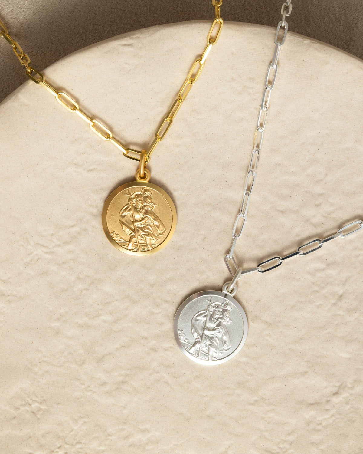 Sterling Silver Satin St Christopher Pendant