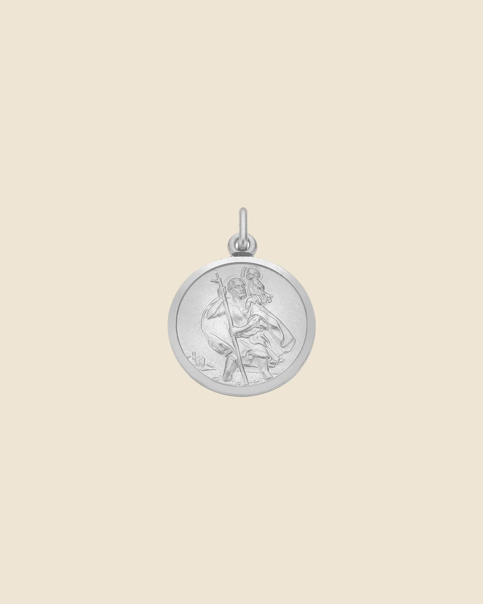 Sterling Silver Satin St Christopher Pendant