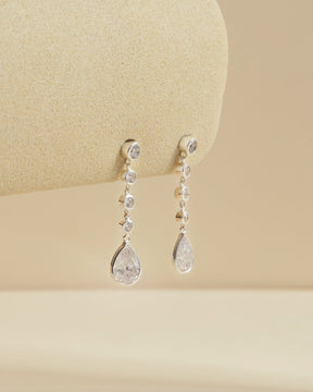 Sterling Silver and Cubic Zirconia Teardrop Drop Earrings