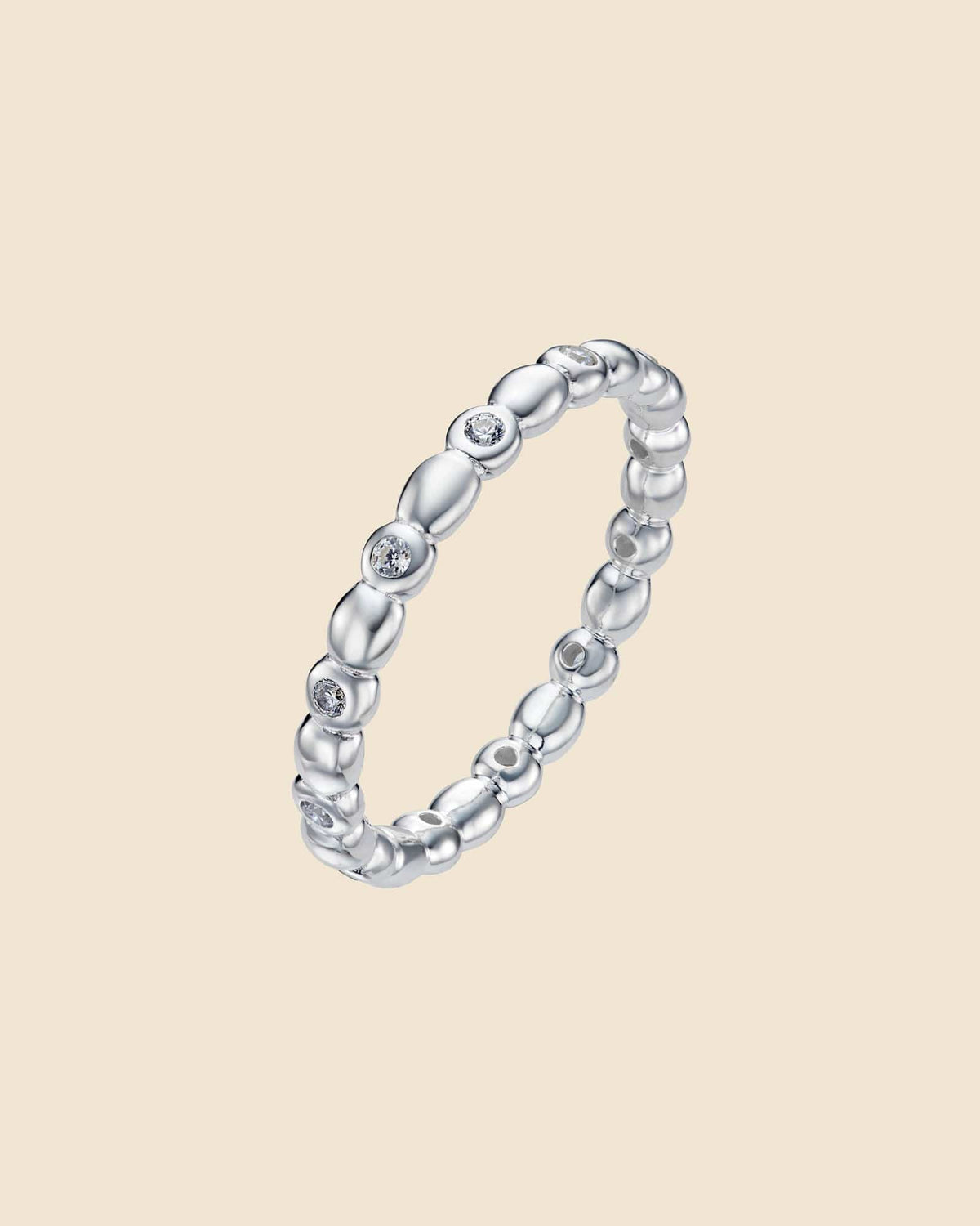 Sterling Silver and Cubic Zirconia Bobble Band Ring