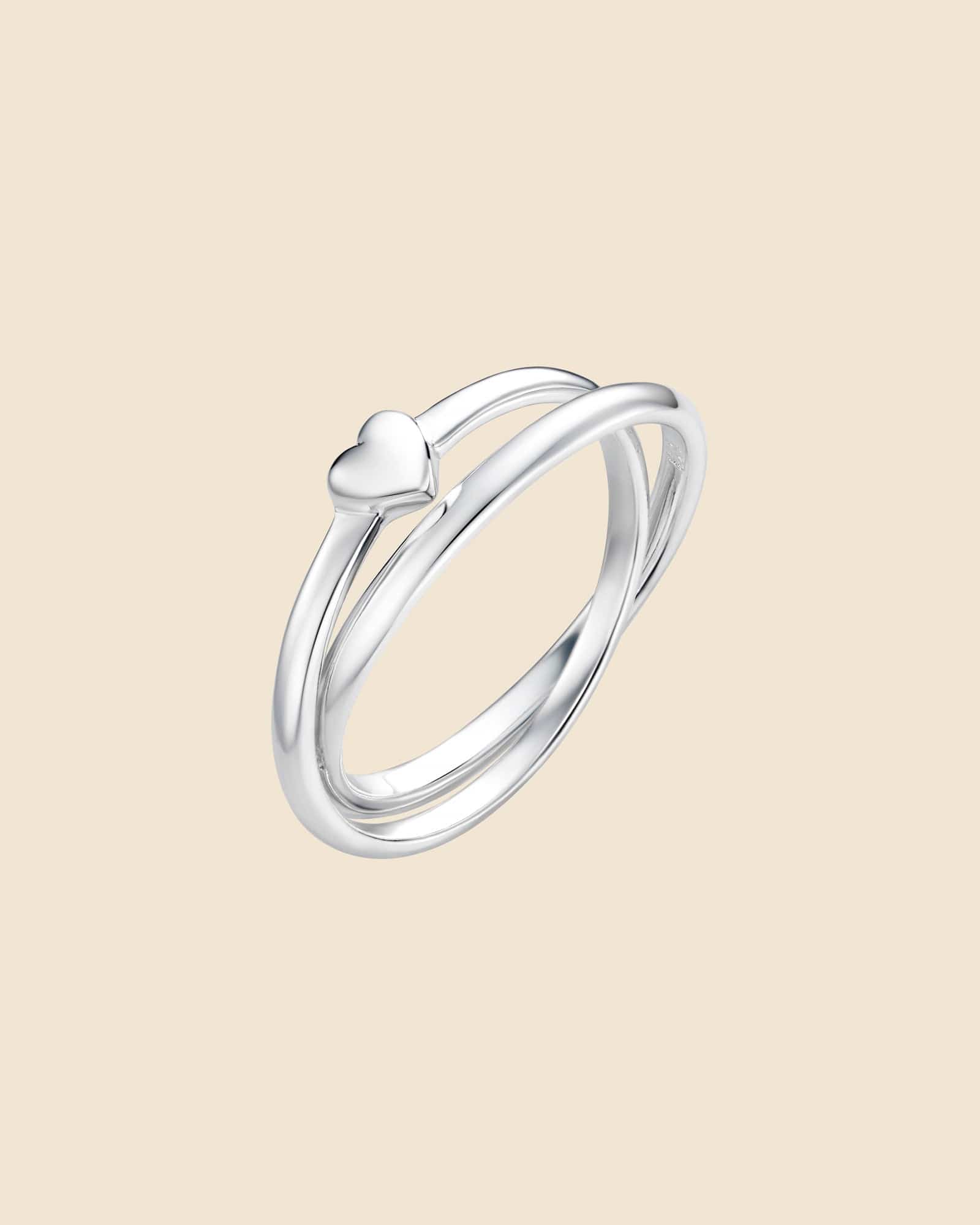 Sterling Silver 2 x 2mm Russian Wedding Ring with Heart