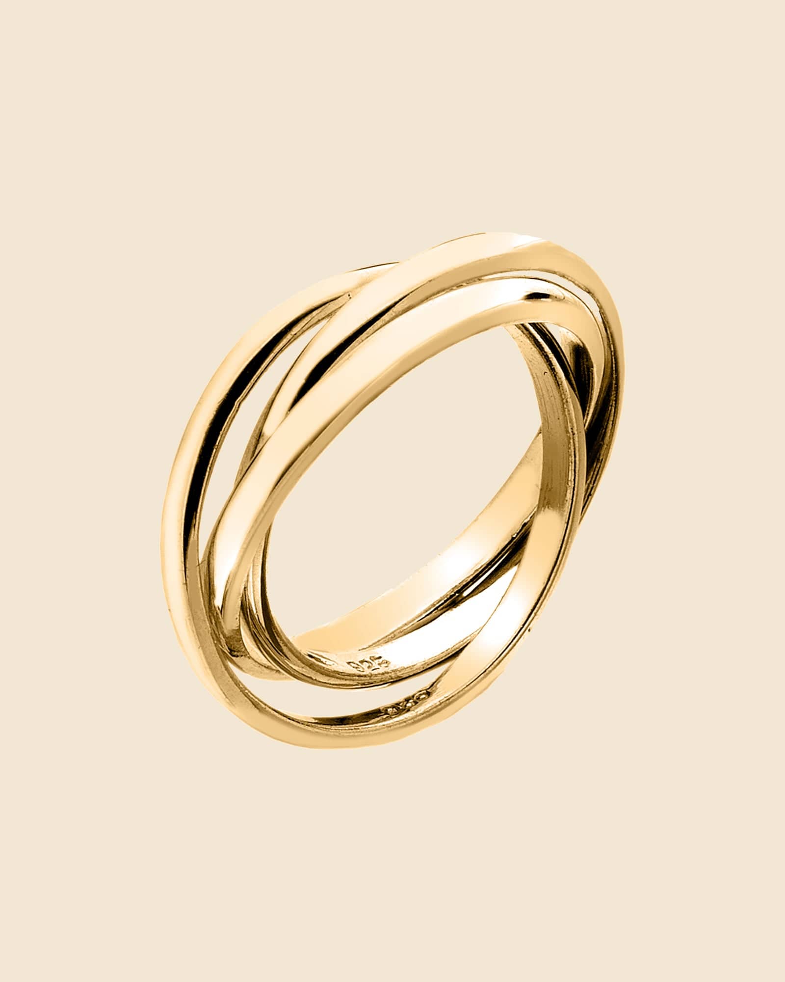 Gold Plated 3x2mm Russian Wedding Band Ring
