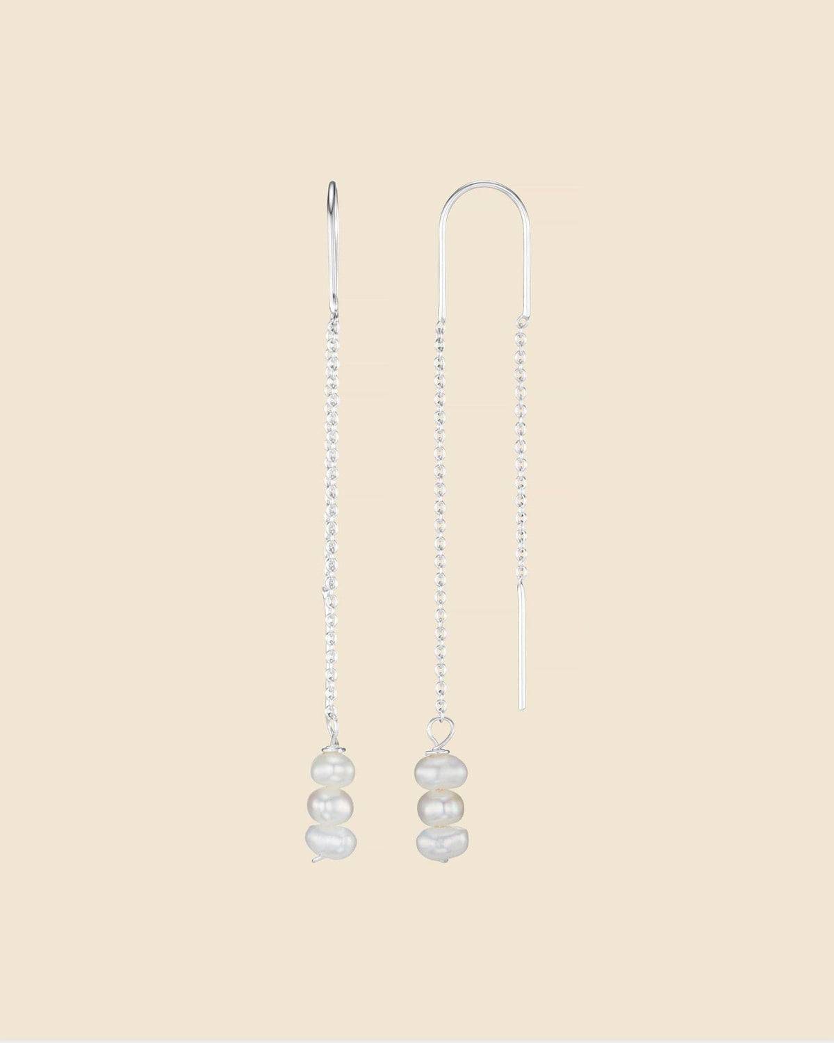 Sterling Silver and Freshwater Pearl Stacked Earrings
