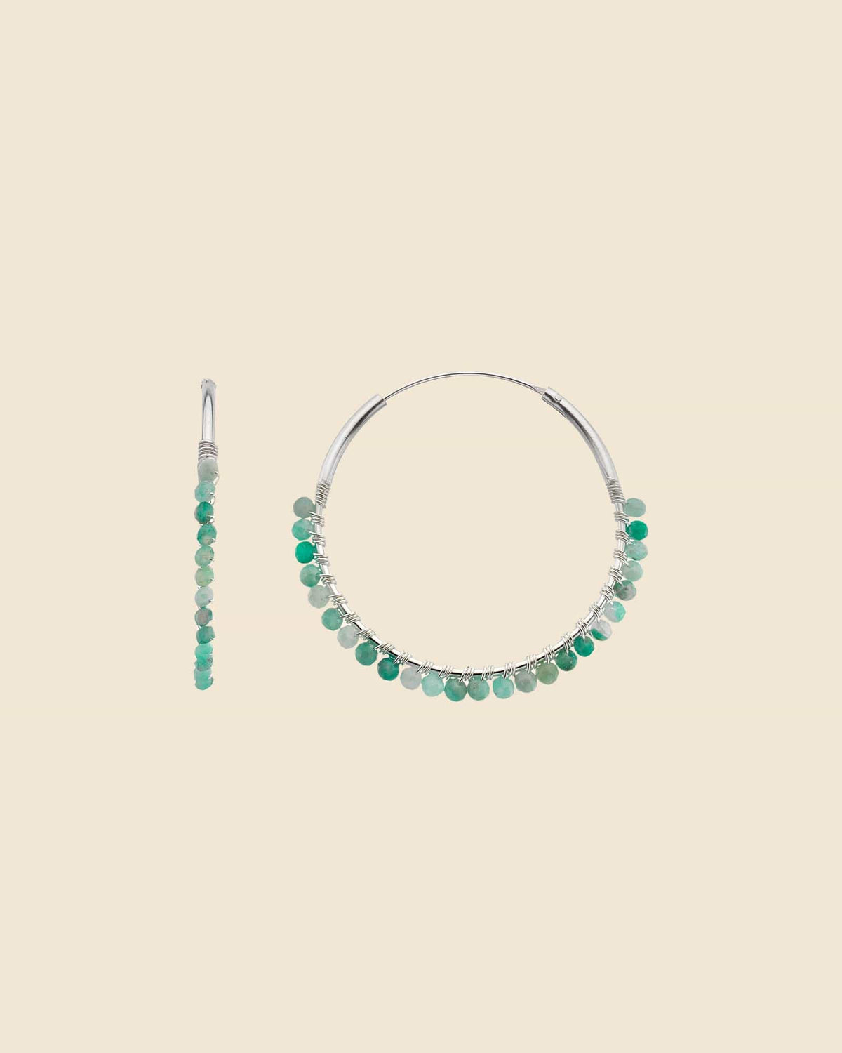 Sterling Silver and Amazonite Tassel Hoops