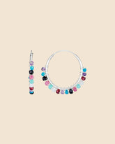 Sterling Silver Gemstone Tassel Hoops