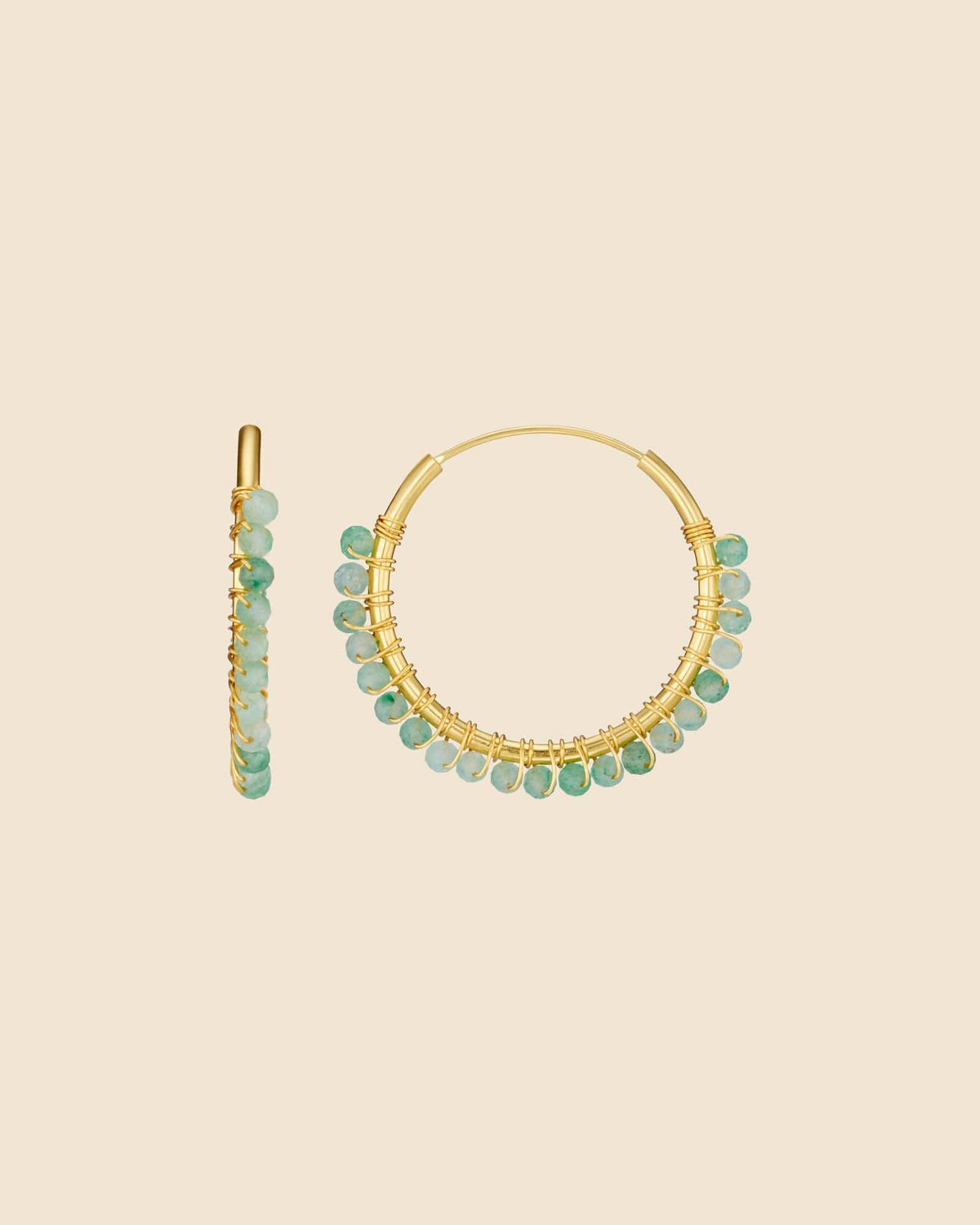 Gold Plated Aventurine Tassel Hoops
