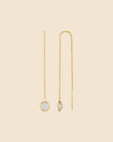 Gold Plated Mini Pull-Through Gemstone Earrings