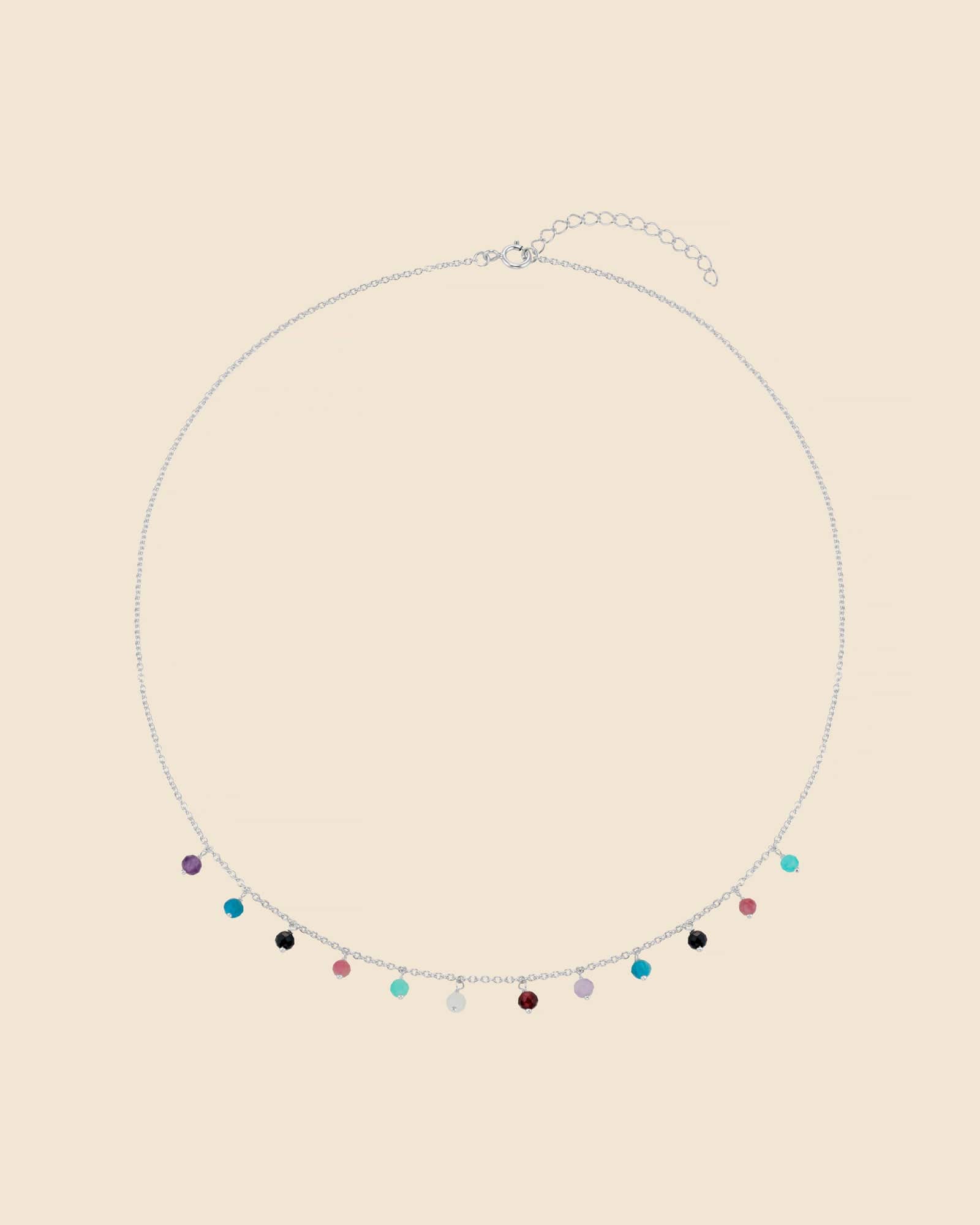 Sterling Silver Gemstone Tassel Necklace