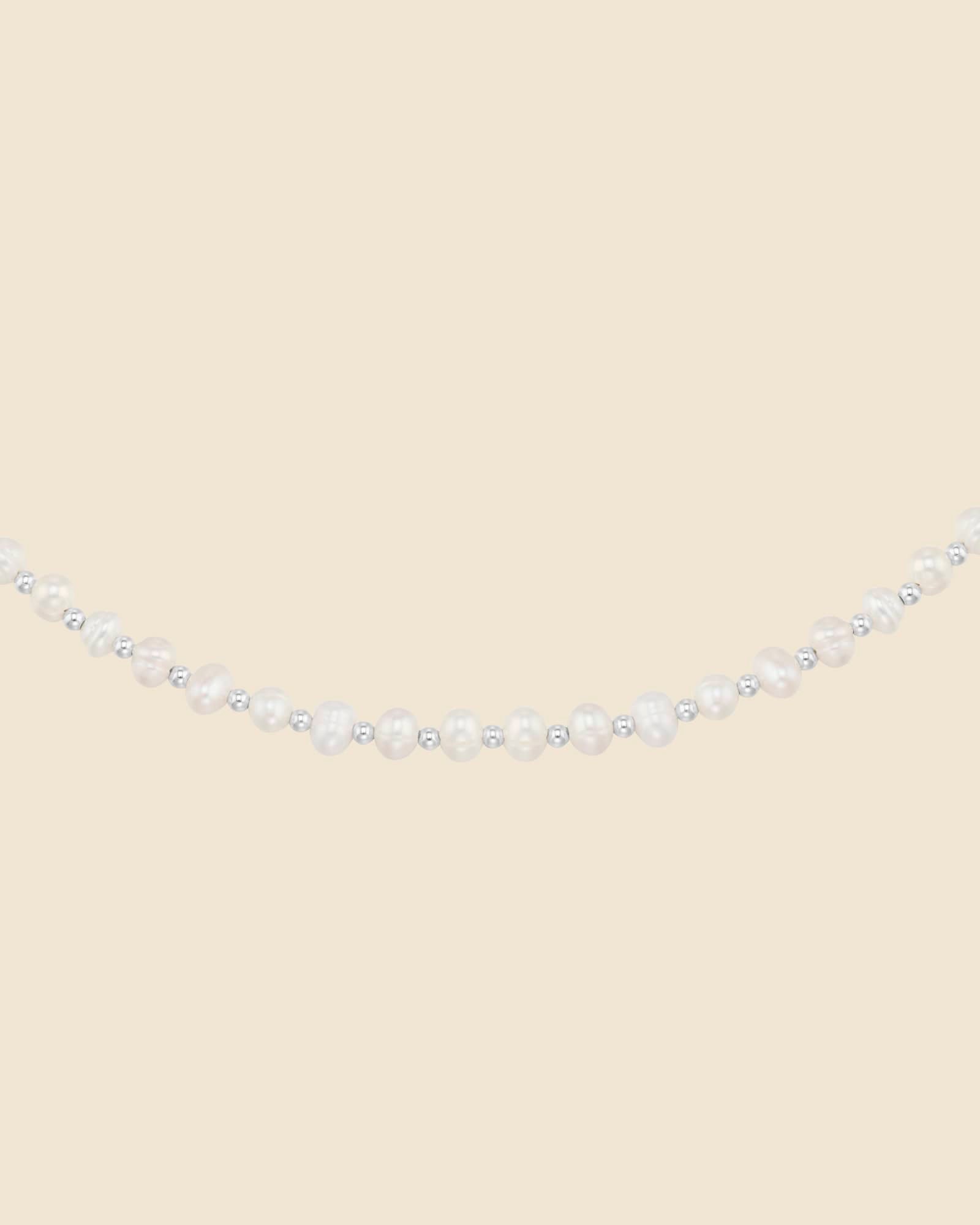 Sterling Silver and Freshwater Pearl Beaded Necklace