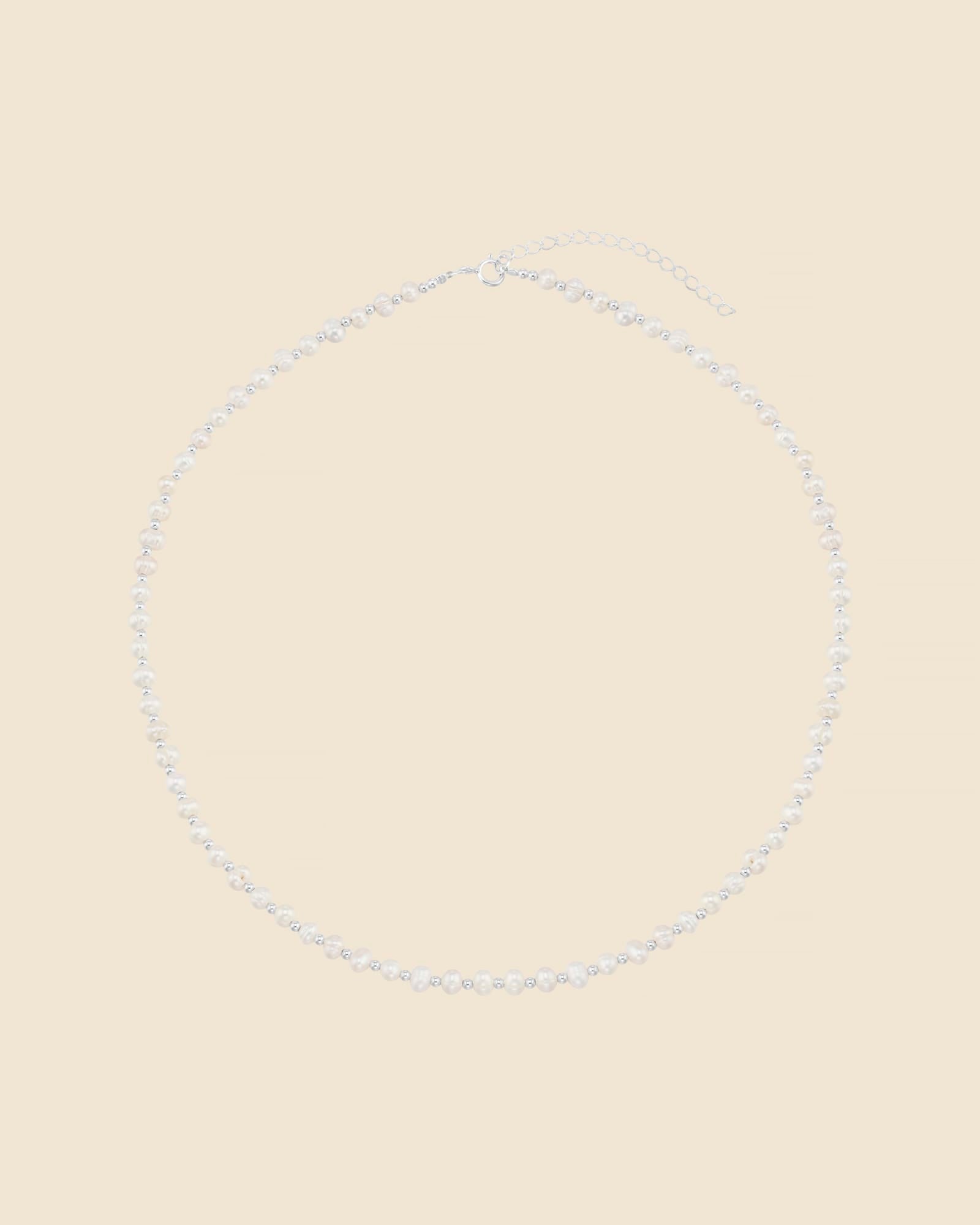 Sterling Silver and Freshwater Pearl Beaded Necklace