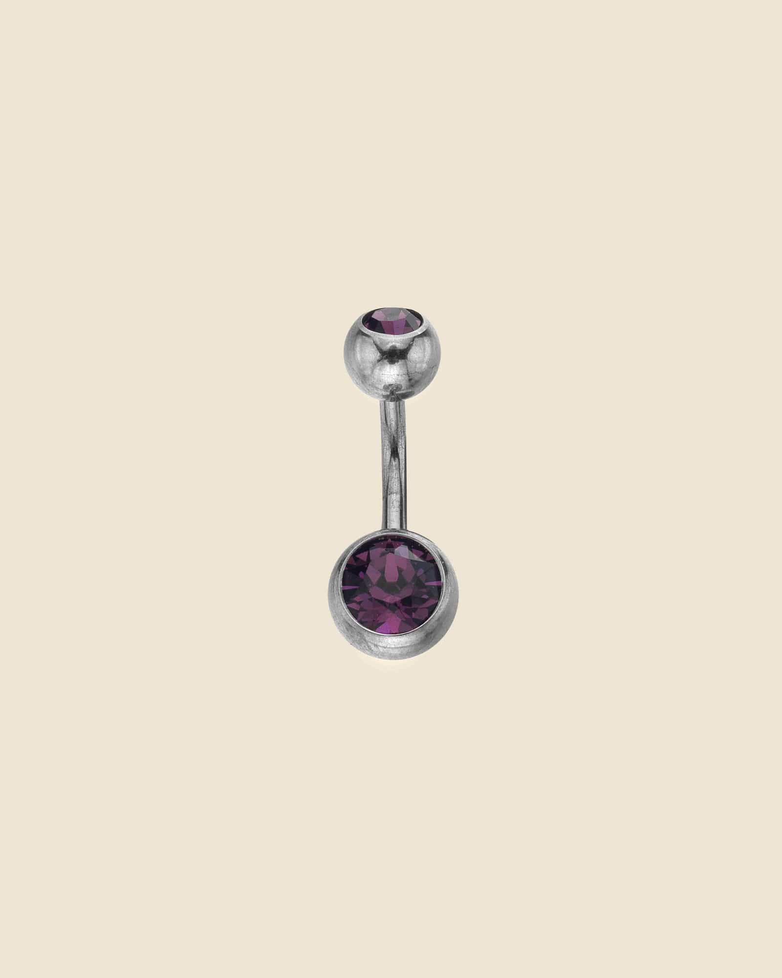 Surgical Steel Double Gem Set Simple Navel Bar