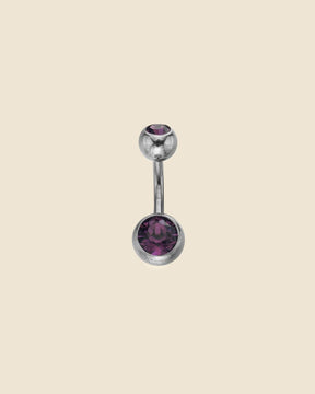 Surgical Steel Double Gem Set Simple Navel Bar