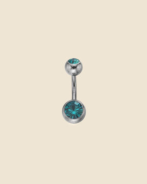 Surgical Steel Double Gem Set Simple Navel Bar