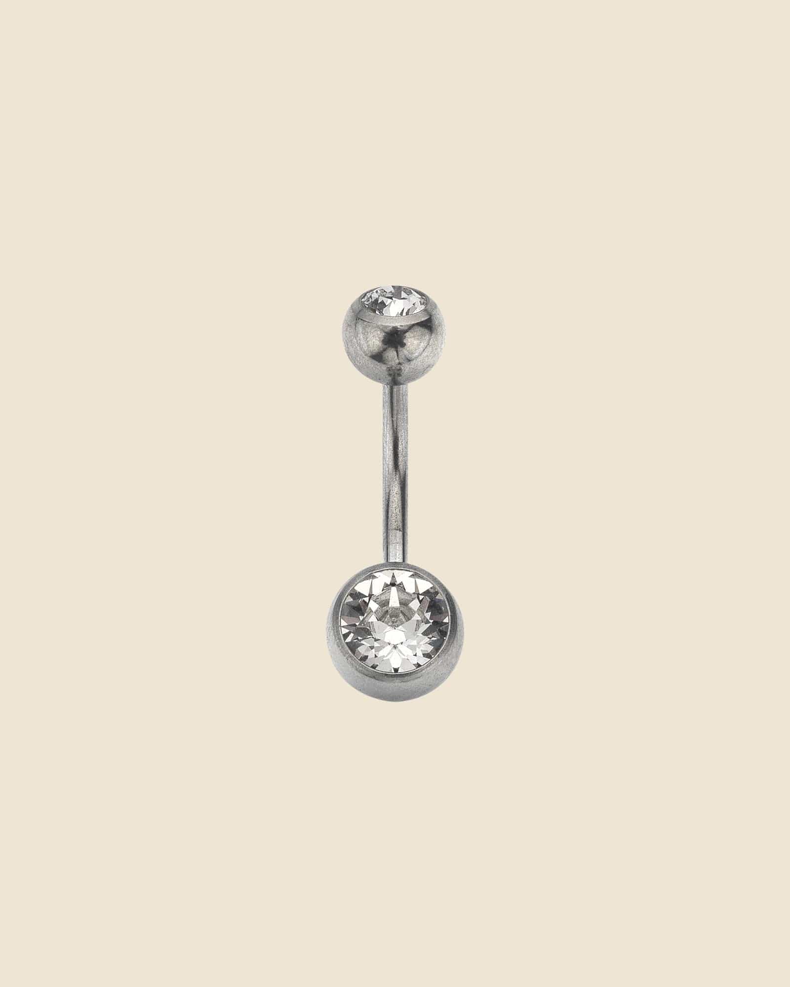 Surgical Steel Double Gem Set Simple Navel Bar