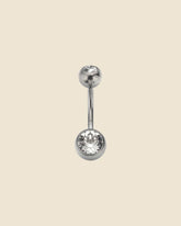 Surgical Steel Double Gem Set Simple Navel Bar