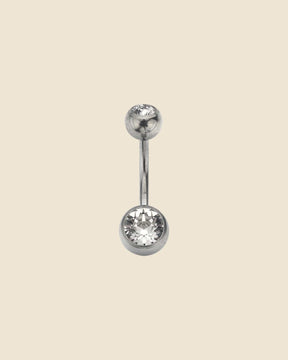 Surgical Steel Double Gem Set Simple Navel Bar