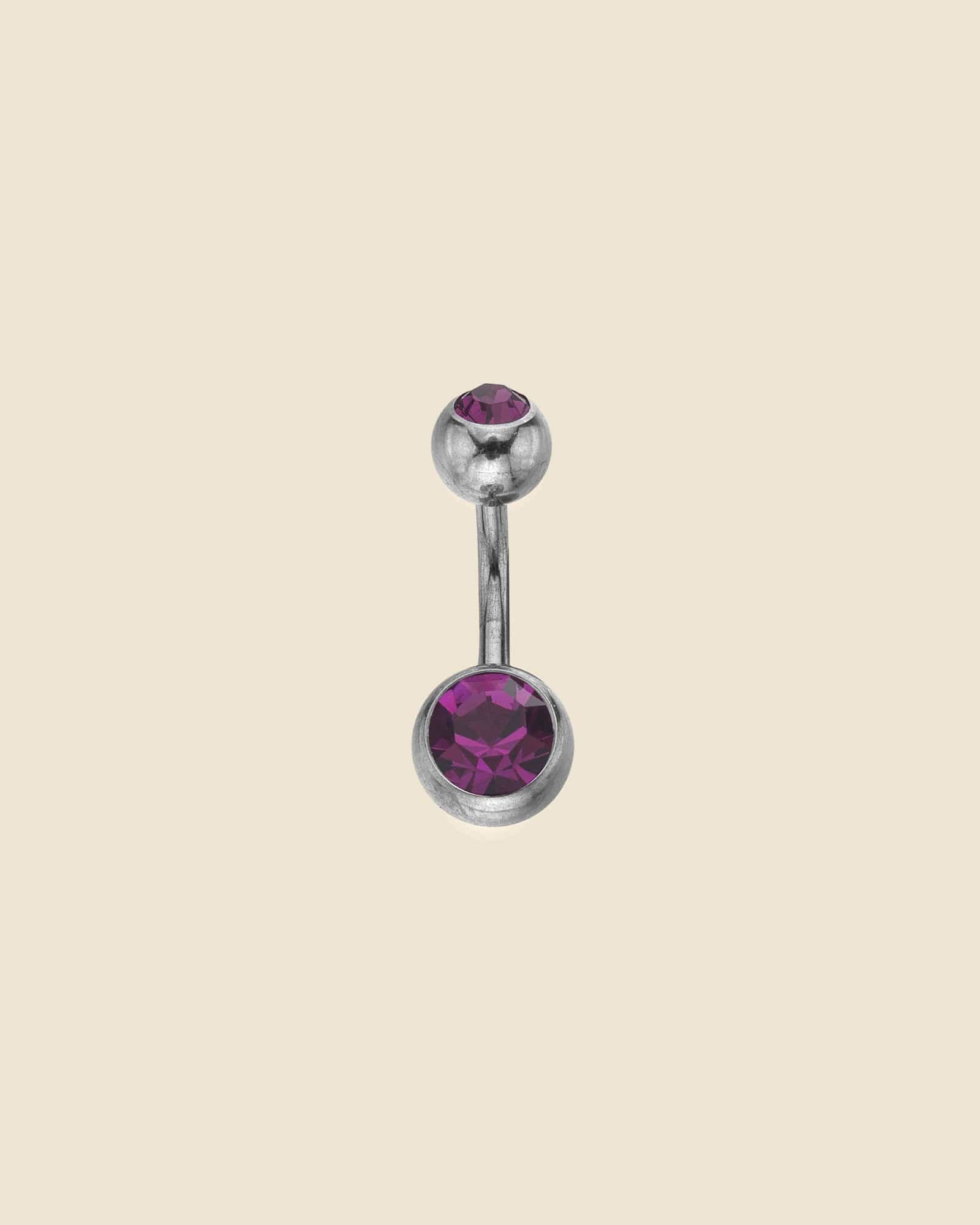 Surgical Steel Double Gem Set Simple Navel Bar