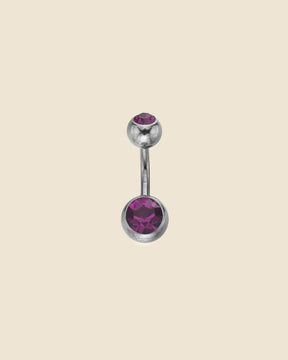 Surgical Steel Double Gem Set Simple Navel Bar