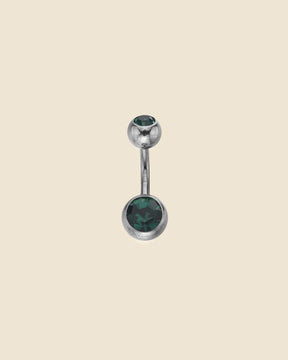 Surgical Steel Double Gem Set Simple Navel Bar