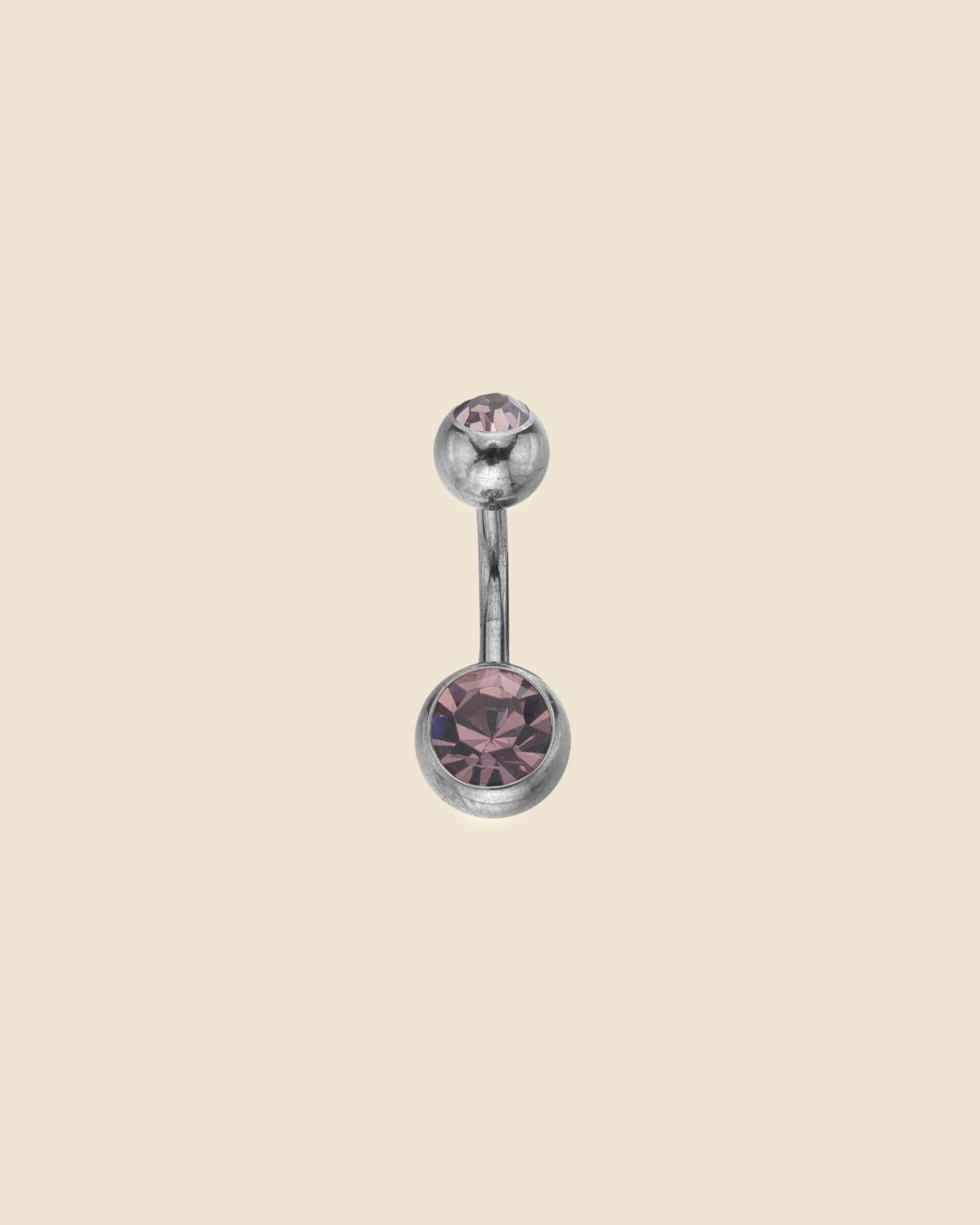Surgical Steel Double Gem Set Simple Navel Bar