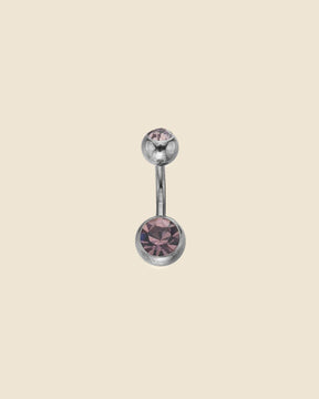 Surgical Steel Double Gem Set Simple Navel Bar