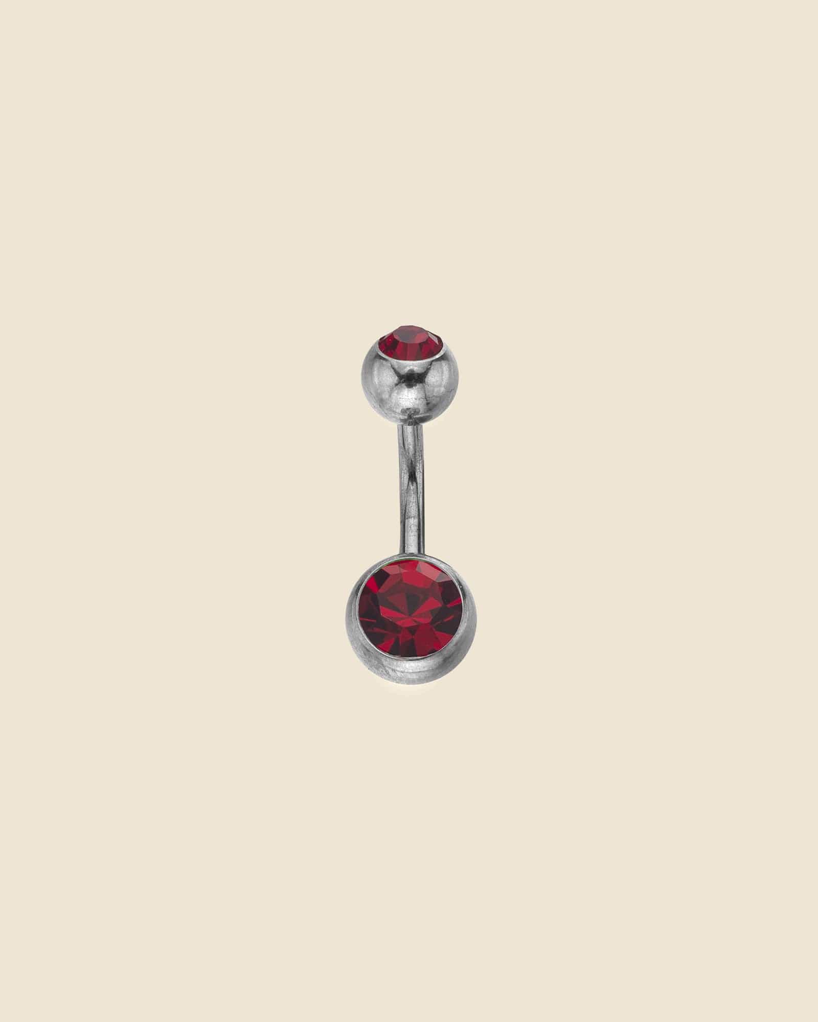 Surgical Steel Double Gem Set Simple Navel Bar
