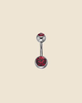 Surgical Steel Double Gem Set Simple Navel Bar