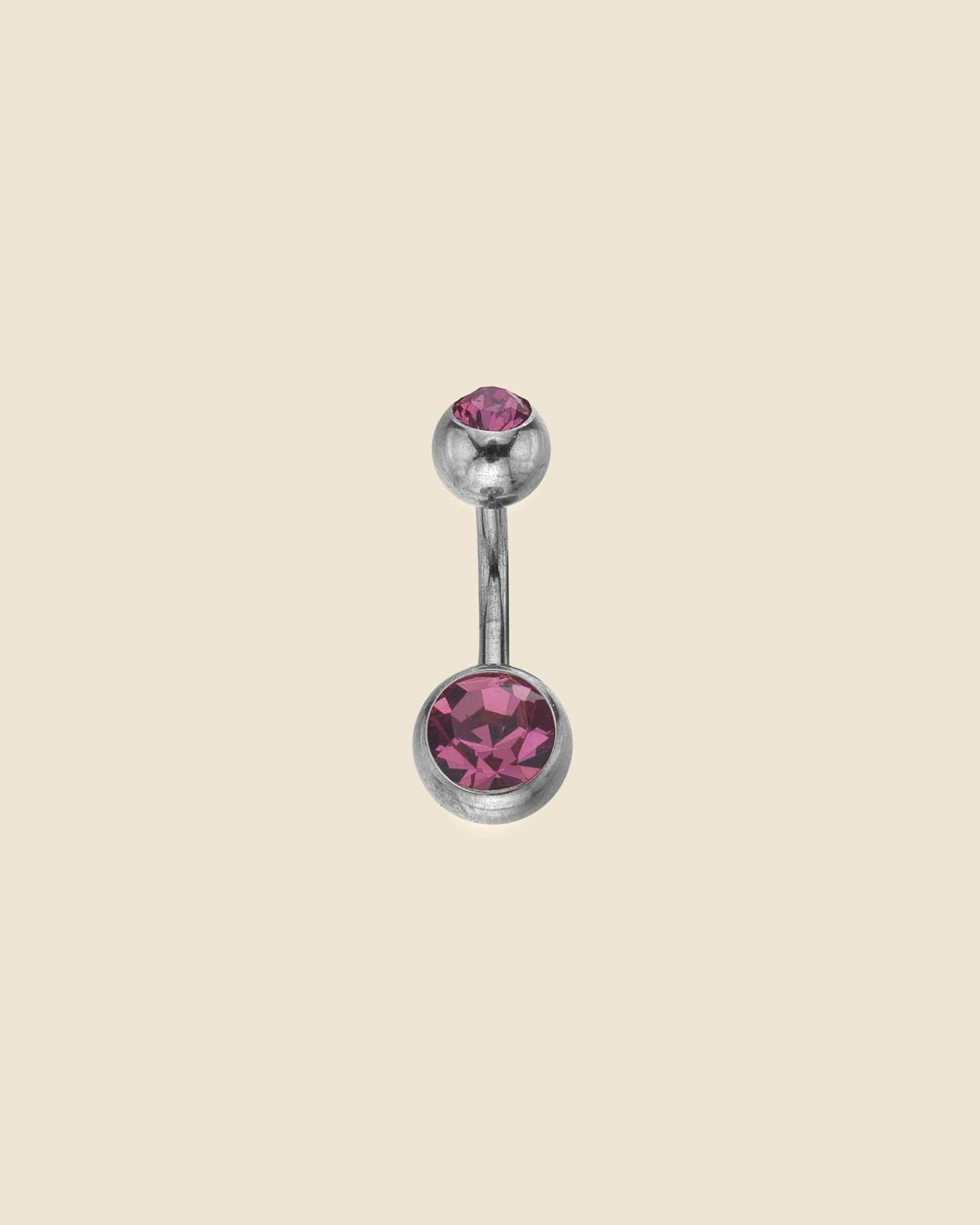 Surgical Steel Double Gem Set Simple Navel Bar