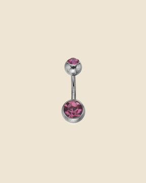 Surgical Steel Double Gem Set Simple Navel Bar
