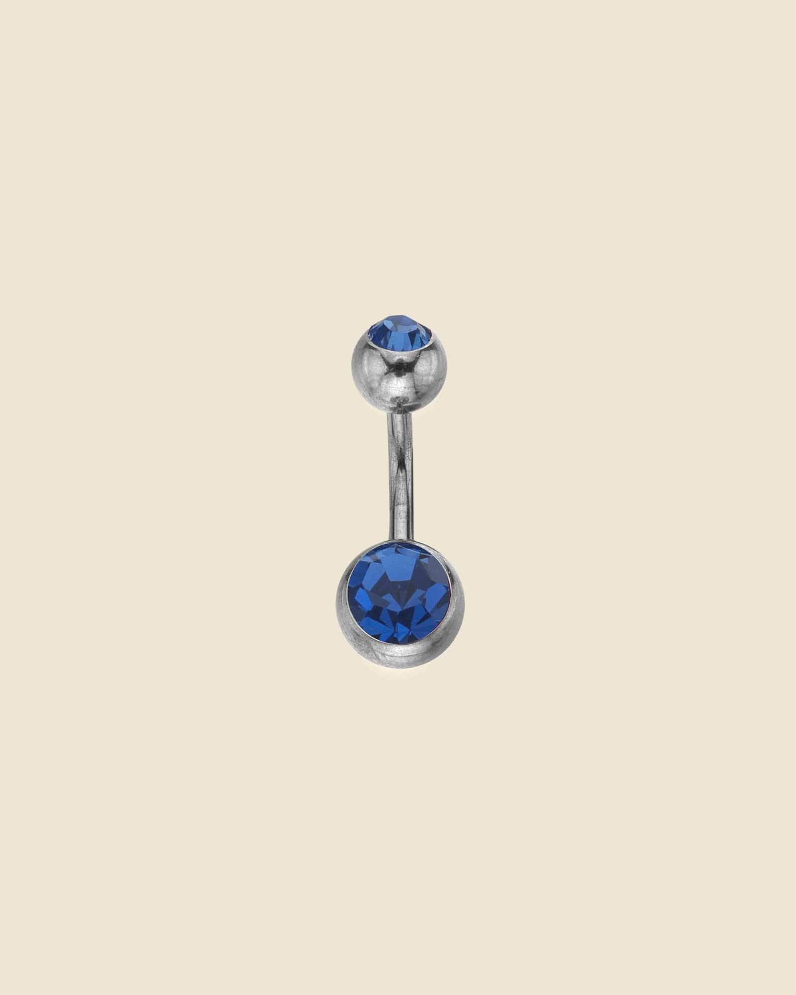 Surgical Steel Double Gem Set Simple Navel Bar
