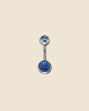 Surgical Steel Double Gem Set Simple Navel Bar