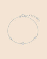 Sterling Silver and Cubic Zirconia Mini Sweetheart Trio Bracelet