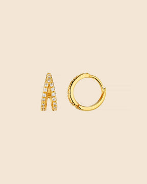 Gold Plated Cubic Zirconia Split Huggie Hoops