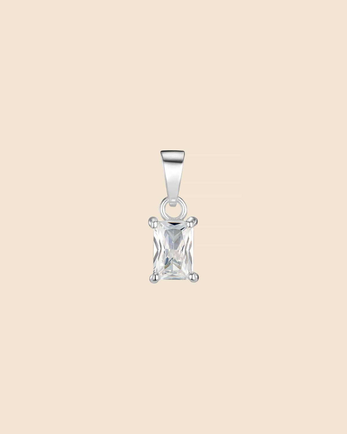 Sterling Silver and Cubic Zirconia Classic Baguette Cut Pendant