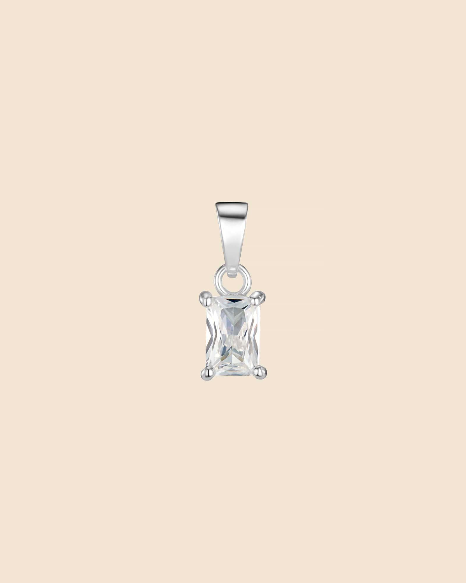 Sterling Silver and Cubic Zirconia Classic Baguette Cut Pendant
