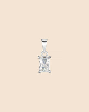 Sterling Silver and Cubic Zirconia Classic Baguette Cut Pendant