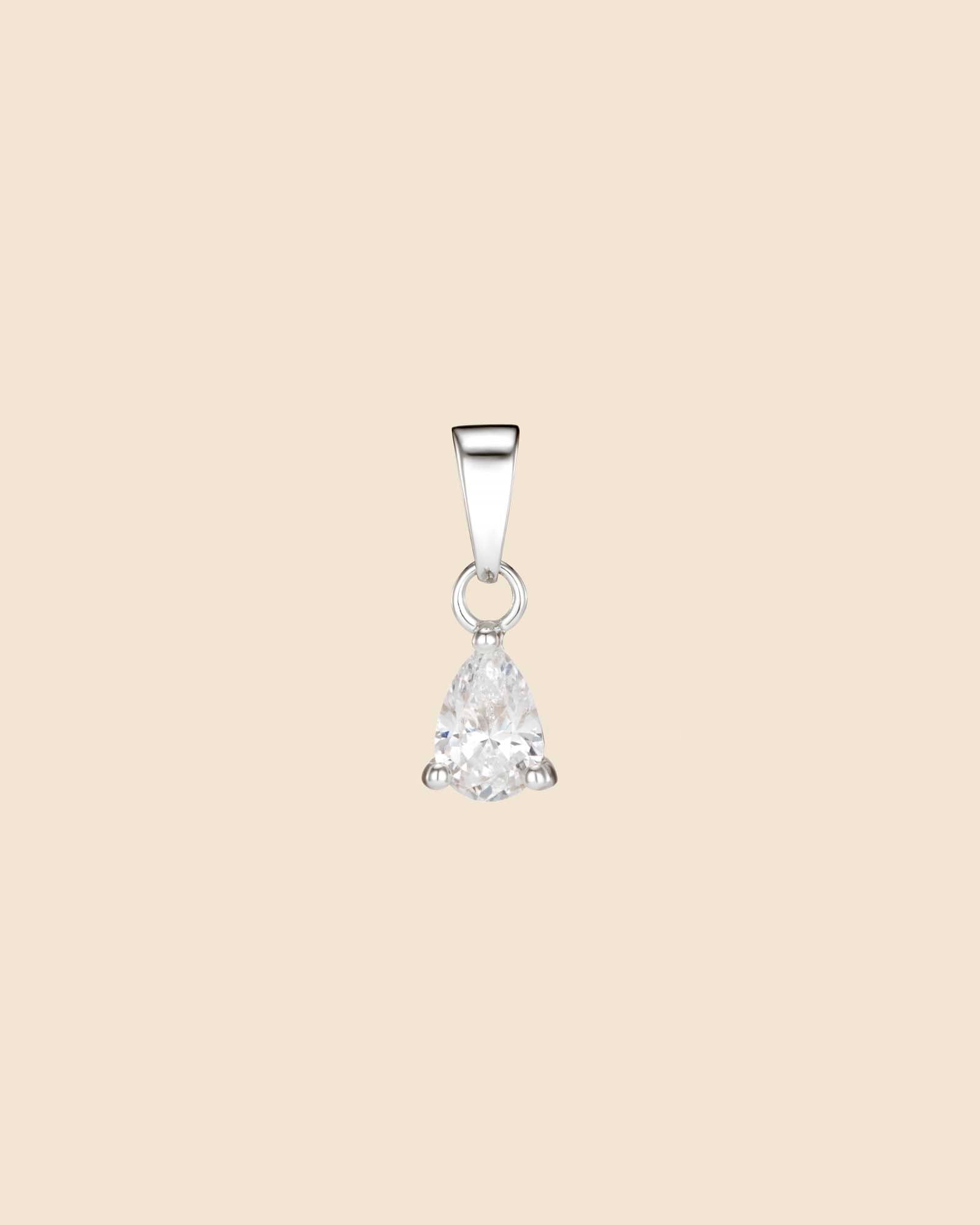 Sterling Silver and Cubic Zirconia Classic Pear Cut Pendant