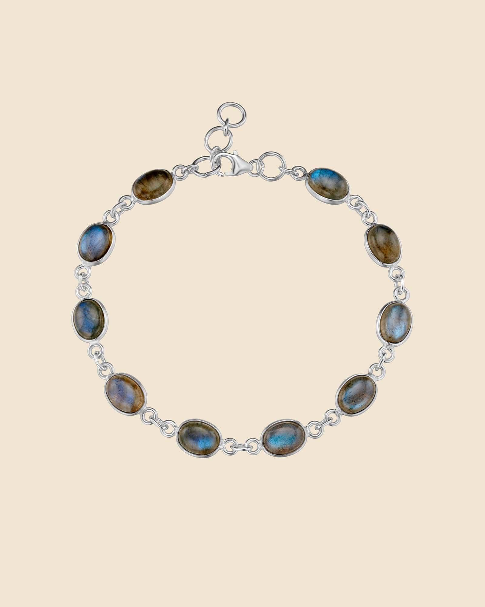 Sterling Silver Oval Gemstone Link Bracelet