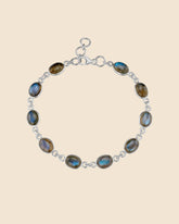 Sterling Silver Oval Gemstone Link Bracelet