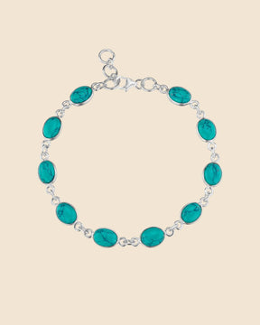 Sterling Silver Oval Gemstone Link Bracelet