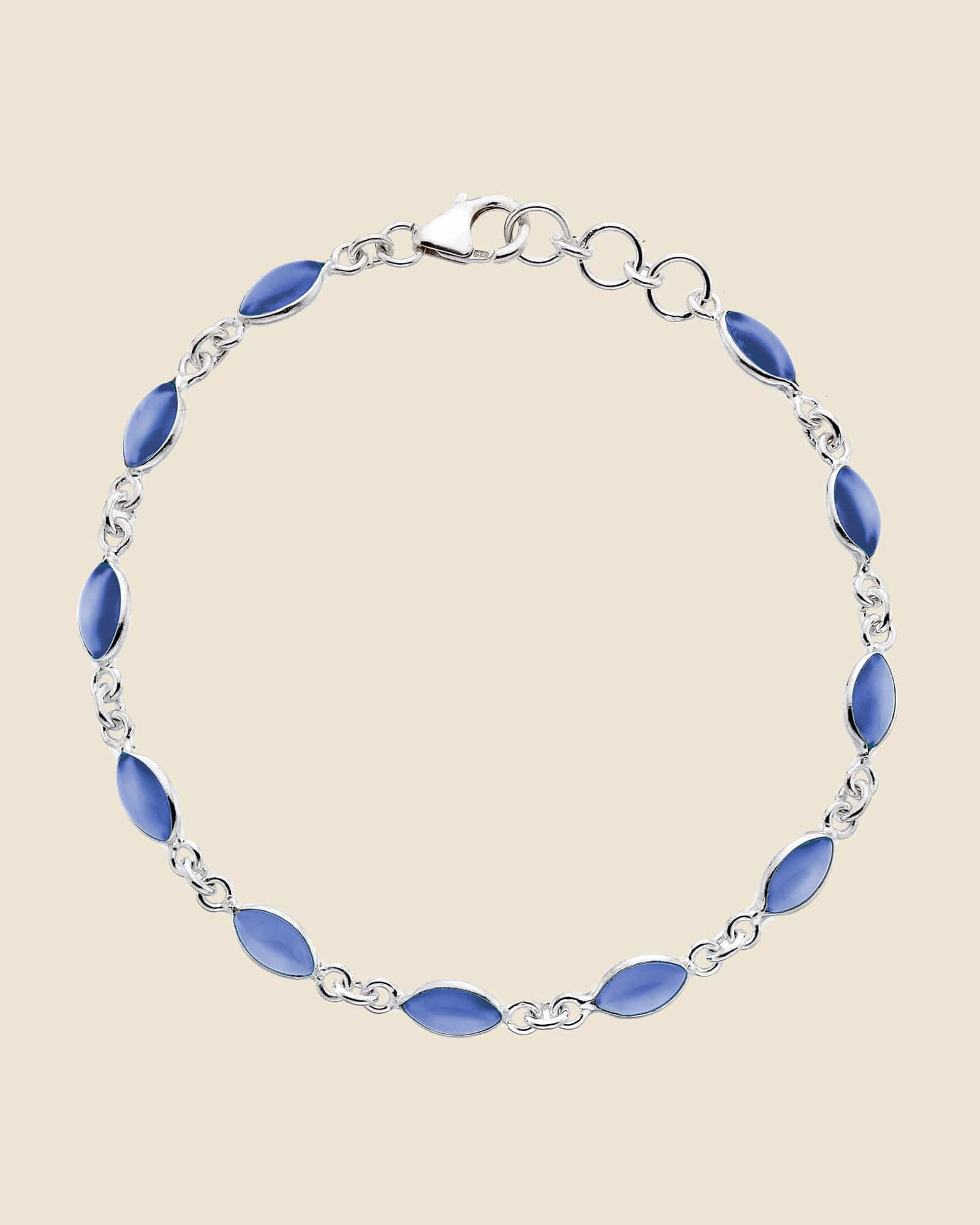 Sterling Silver and Gemstone Marquise Bracelet