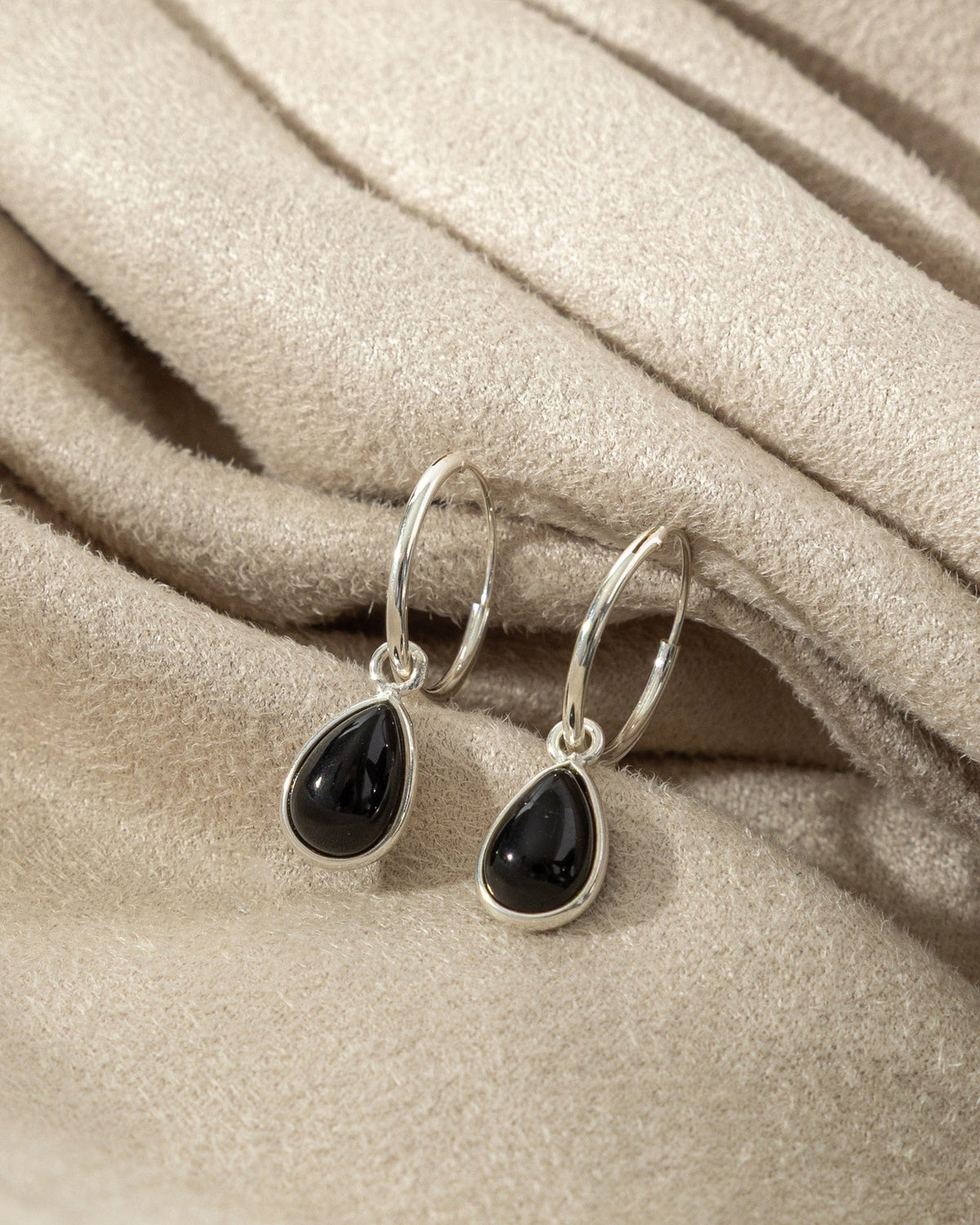 Sterling Silver Hoops with Gemstone Charm