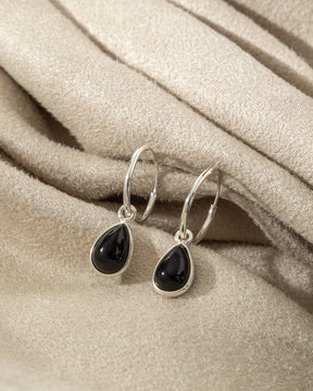Sterling Silver Hoops with Gemstone Charm