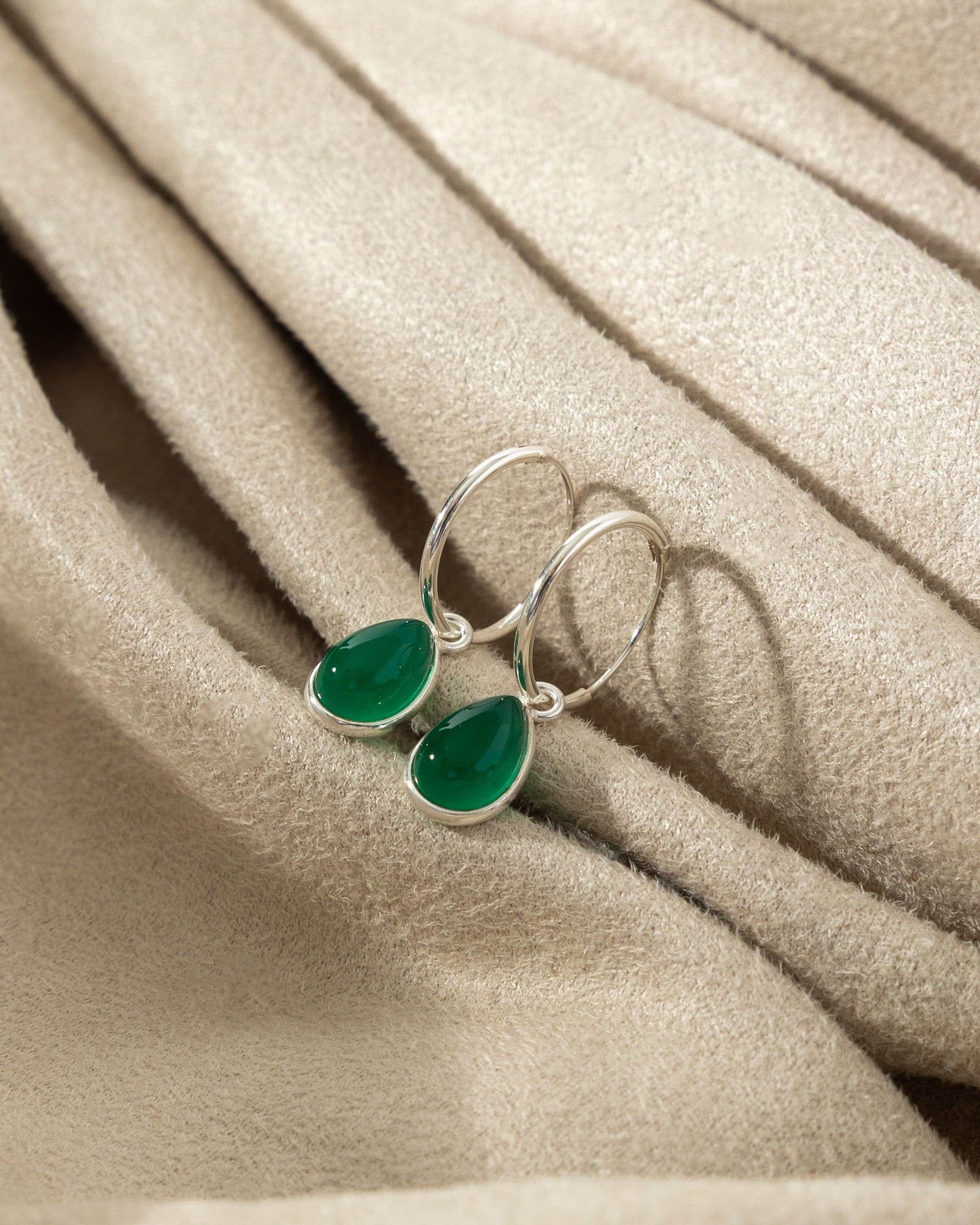 Sterling Silver Hoops with Gemstone Charm
