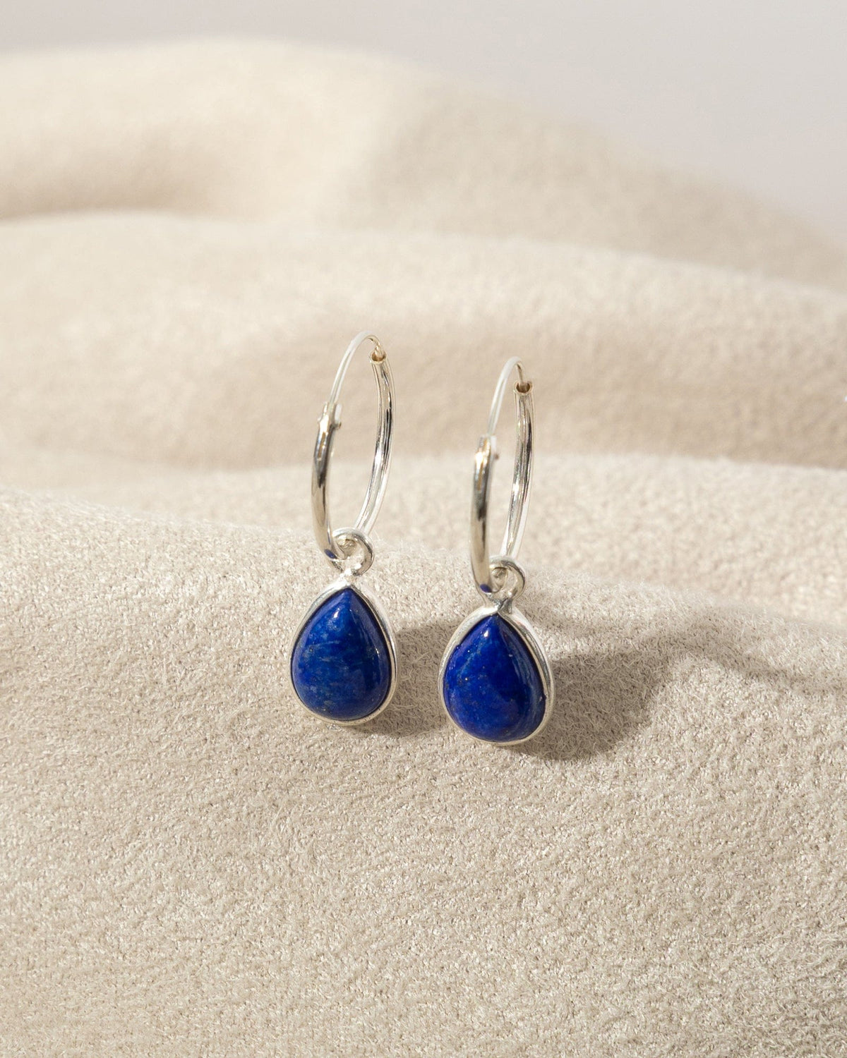 Sterling Silver Hoops with Gemstone Charm