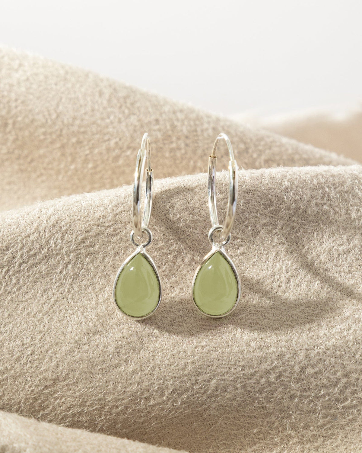 Sterling Silver Hoops with Gemstone Charm