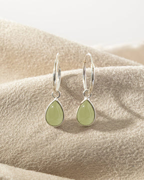 Sterling Silver Hoops with Gemstone Charm