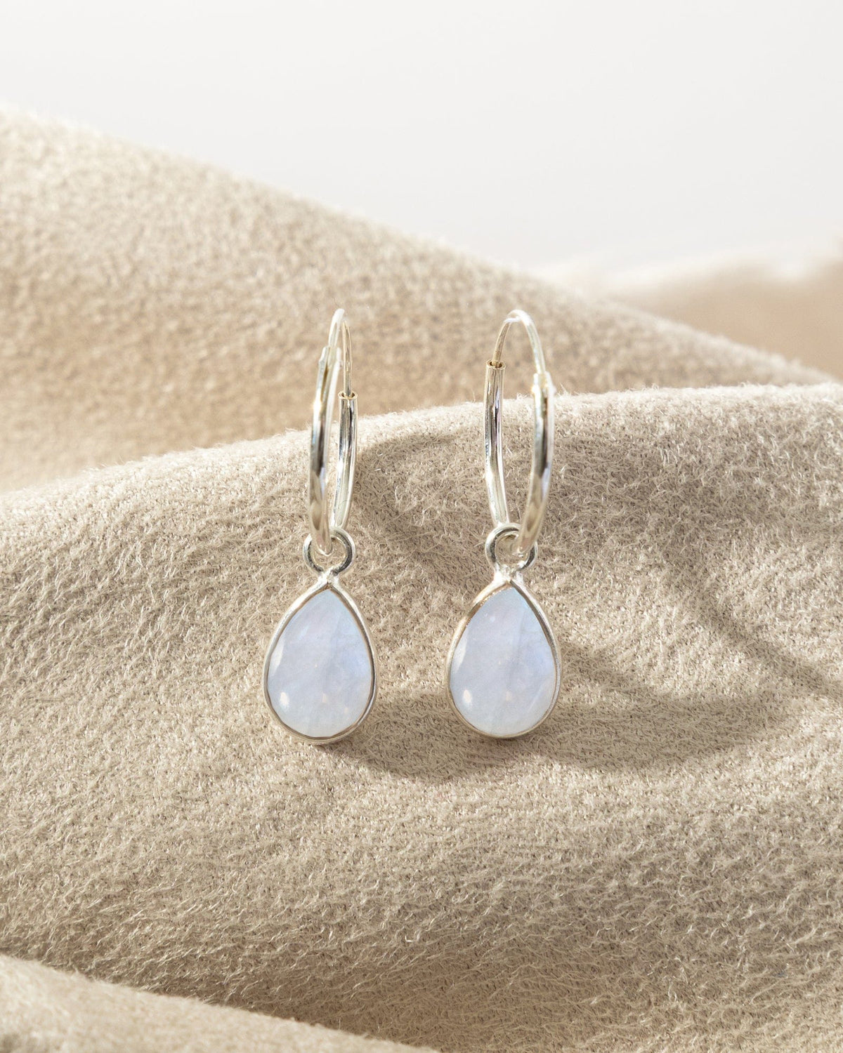 Sterling Silver Hoops with Gemstone Charm