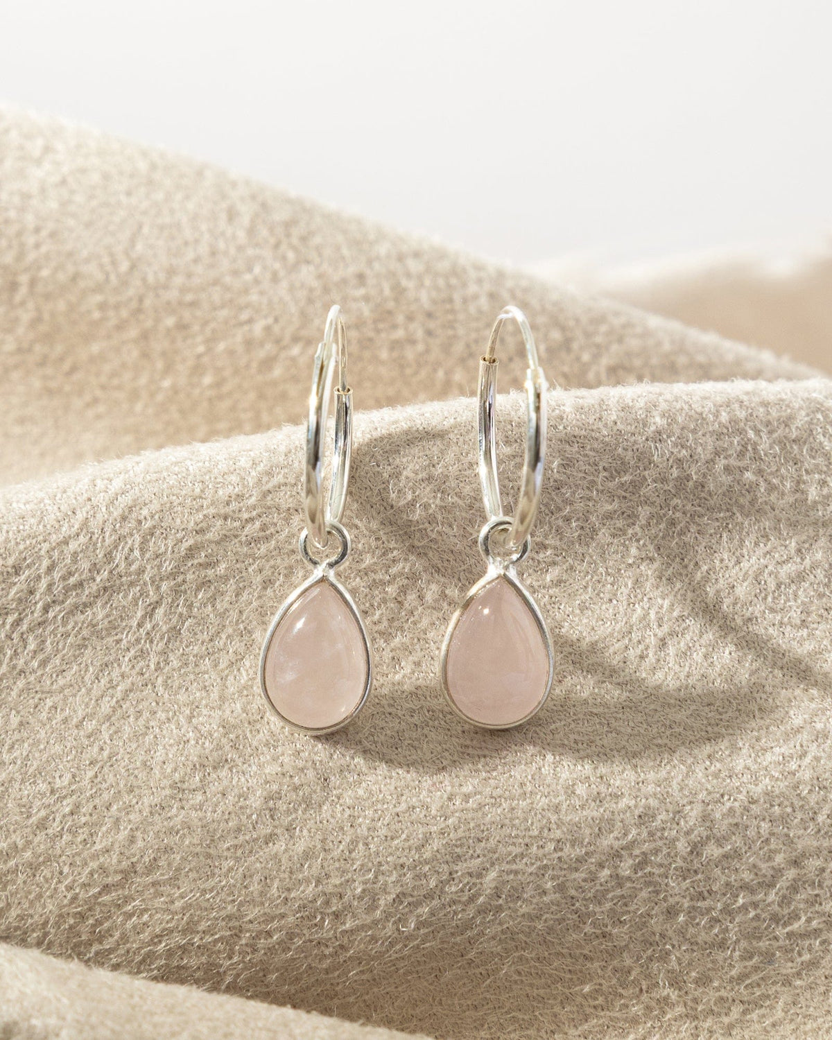 Sterling Silver Hoops with Gemstone Charm