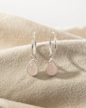 Sterling Silver Hoops with Gemstone Charm